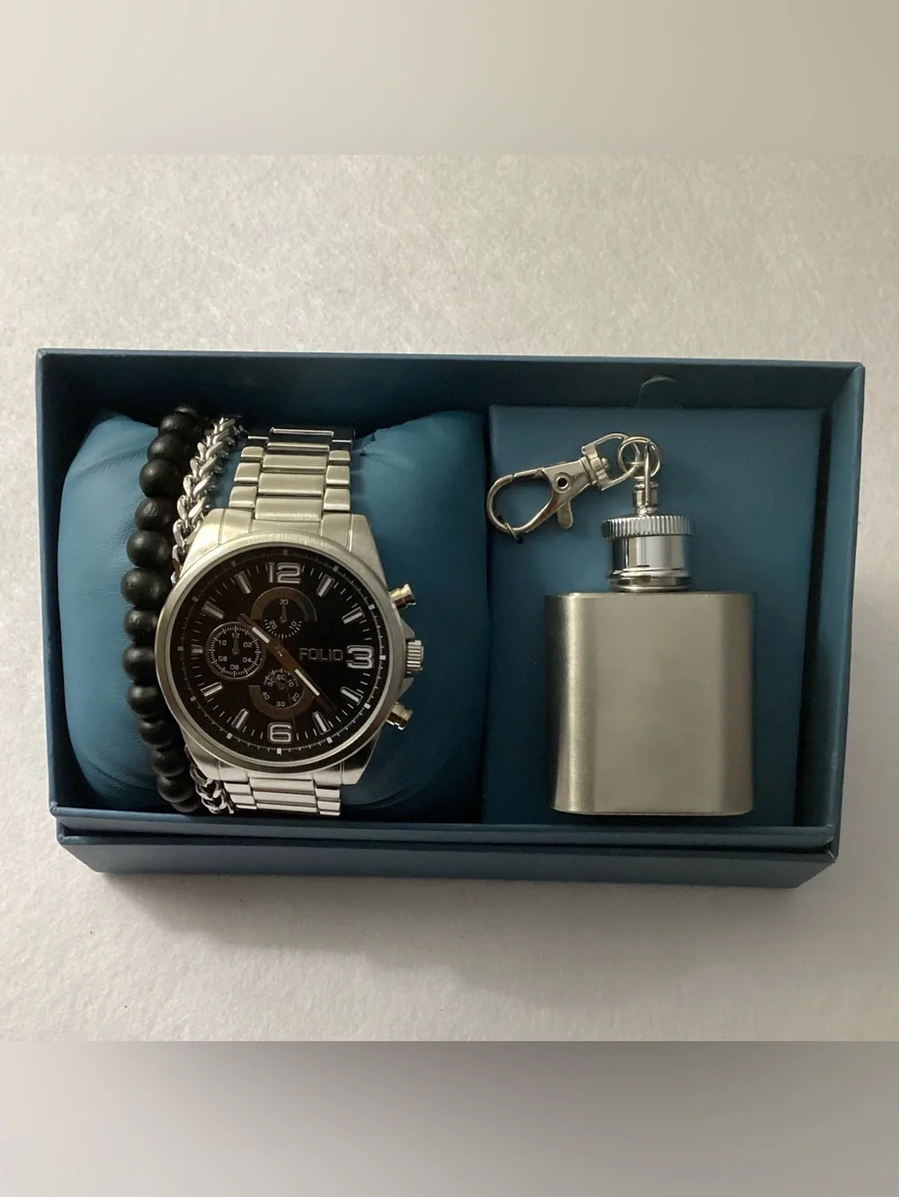 Folio Three-Hand Silver-Tone Watch Gift Set 45mm FMDFL6075
